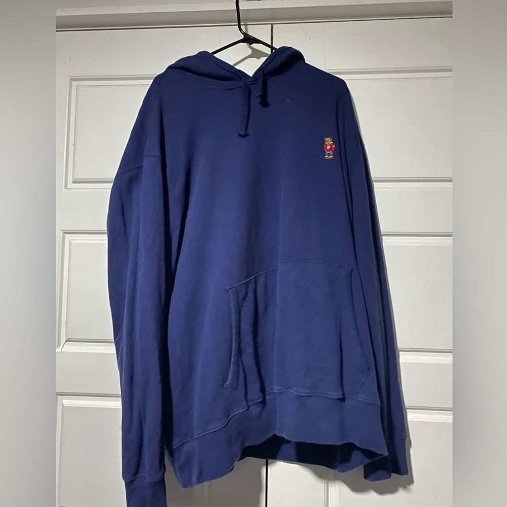 Polo Ralph Lauren Embroidered Preppy Bear, Blue Hoodie Sweatshirt 2XLT